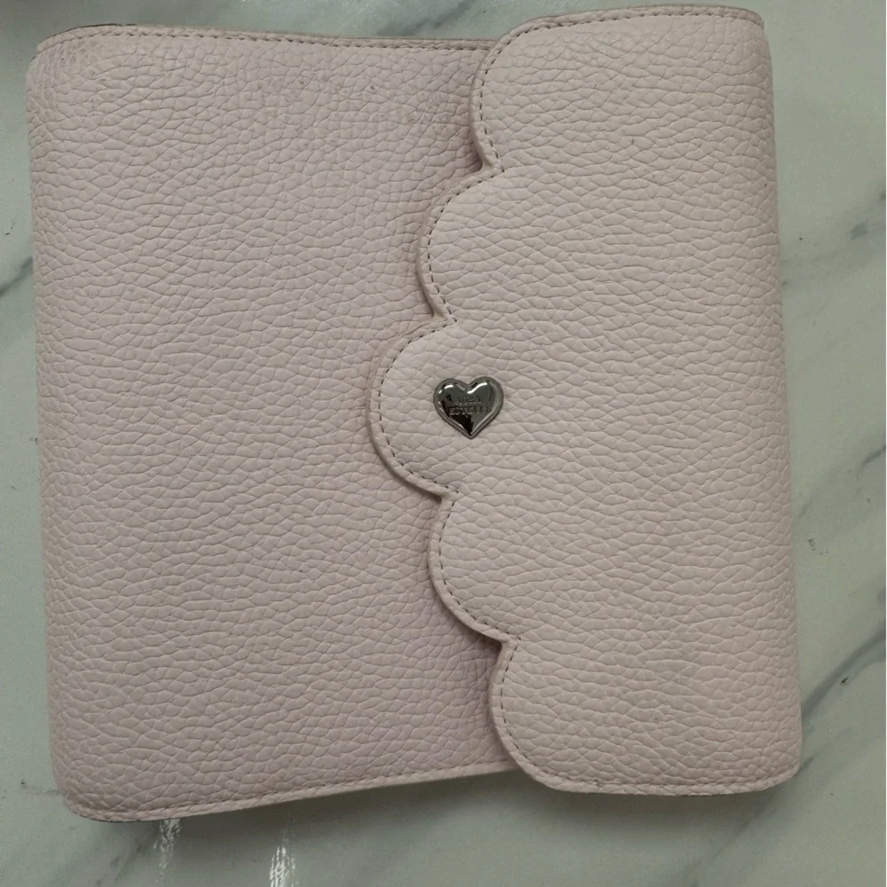 Pink Scalloped Leather A6 Rings Planner Aura Estelle